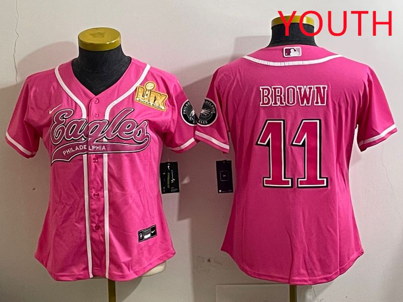 Youth Philadelphia Eagles #11 Brown Pink Jointly Name 2025 Nike Limited NFL Jersey style 6->youth nfl jersey->Youth Jersey